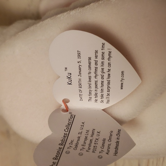 Ty Beanie Baby Kuku the Cockatoo Vintage 1998 Bird NWT - Picture 4 of 7